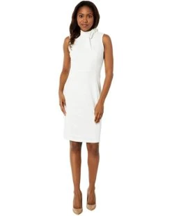 Calvin Klein Sleeveless Crepe Dress with Necktie | Dresses