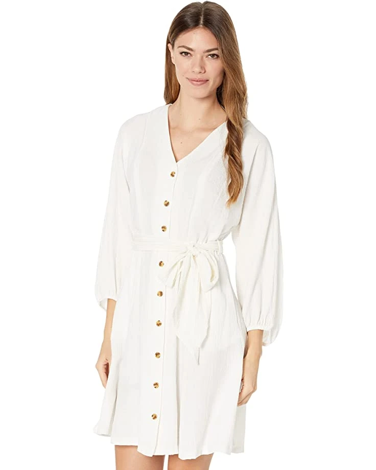 Calvin Klein Short Dress with Front Buttons and Tie Waist | Dresses 1 Calvin Klein Short Dress with Front Buttons and Tie Waist | Dresses