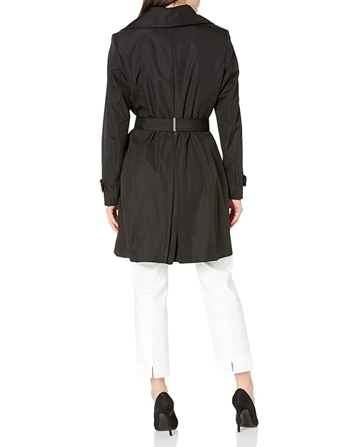 Calvin Klein Women's Single Breasted Belted Rain Jacket with Removable Hood | Coats & Outerwear 3 Calvin Klein Women's Single Breasted Belted Rain Jacket with Removable Hood | Coats & Outerwear - Image 3