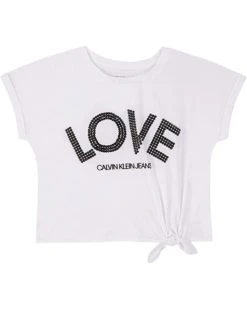 Calvin Klein Girls' Short Sleeve Tie Front T-Shirt, Crew-Neck Neckline & Logo Detailing | Shirts & Tops -Calvin Klein Sales 2024 61Xc0WcfDS. AC SR736920