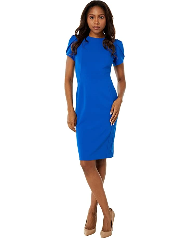 Calvin Klein Short Scuba Crepe Dress with Tulip Sleeve | Dresses 4 Calvin Klein Short Scuba Crepe Dress with Tulip Sleeve | Dresses - Image 4