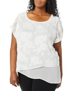 Calvin Klein Women's Plus Size Short Sleeve Woven Top | Shirts & Tops