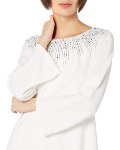Calvin Klein Women's Wide Sleeve A-line Dress with Neck Embellishemnt | Dresses -Calvin Klein Sales 2024 71hX3pCounS. AC SR736920 1