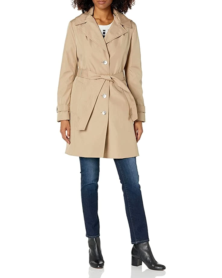 Calvin Klein Women's Single Breasted Belted Rain Jacket with Removable Hood | Coats & Outerwear 5 Calvin Klein Women's Single Breasted Belted Rain Jacket with Removable Hood | Coats & Outerwear - Image 5