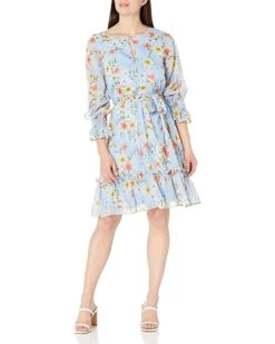 Calvin Klein Women's Flutter Hem Dress with Keyhole Neckline | Dresses