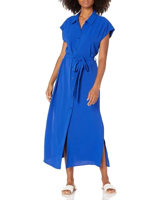 Calvin Klein Women's Collared Maxi Shirt Dress with Self Sash Waist | Dresses -Calvin Klein Sales 2024 71scgz9T2DL. AC SR736920