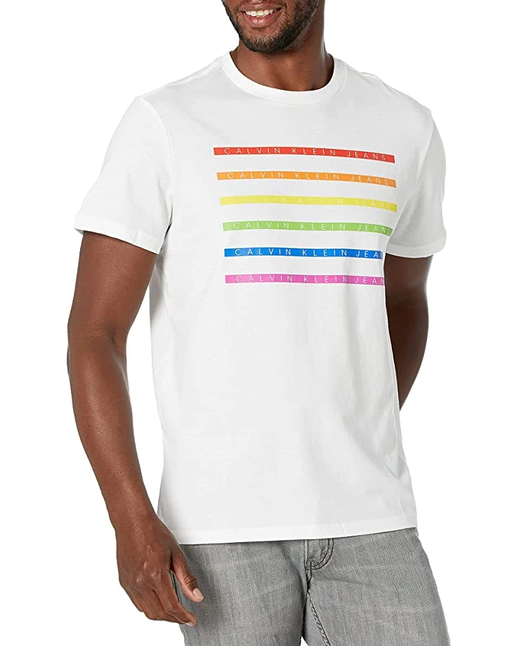 Calvin Klein Men's Short Sleeve Pride Rainbow T-Shirt | Shirts & Tops 1 Calvin Klein Men's Short Sleeve Pride Rainbow T-Shirt | Shirts & Tops