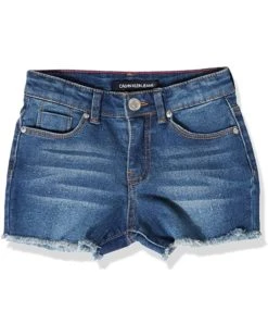 Calvin Klein Girls' Denim Shorts, Super Soft Stretch Fabric, 5 Functional Pockets & Button Closure