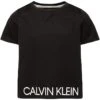 Calvin Klein Girls' Short Sleeve Performance T-Shirt, Cropped Fit & Crew-Neck Neckline, Logo Detailing | Shirts & Tops