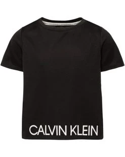 Calvin Klein Girls' Short Sleeve Performance T-Shirt, Cropped Fit & Crew-Neck Neckline, Logo Detailing | Shirts & Tops
