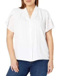 Calvin Klein Women's Plus Size Short Sleeve V-Neck Top | Shirts & Tops
