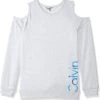 Calvin Klein Big Girls' Logo Cold Shoulder Sweatshirt | Hoodies & Sweatshirts