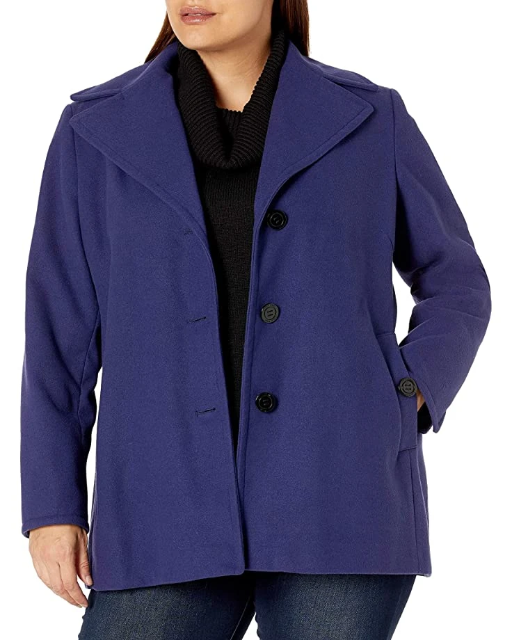 Calvin Klein Womens Plus Sized Single Breated Faux Wool Peacoat | Coats & Outerwear 1 Calvin Klein Womens Plus Sized Single Breated Faux Wool Peacoat | Coats & Outerwear
